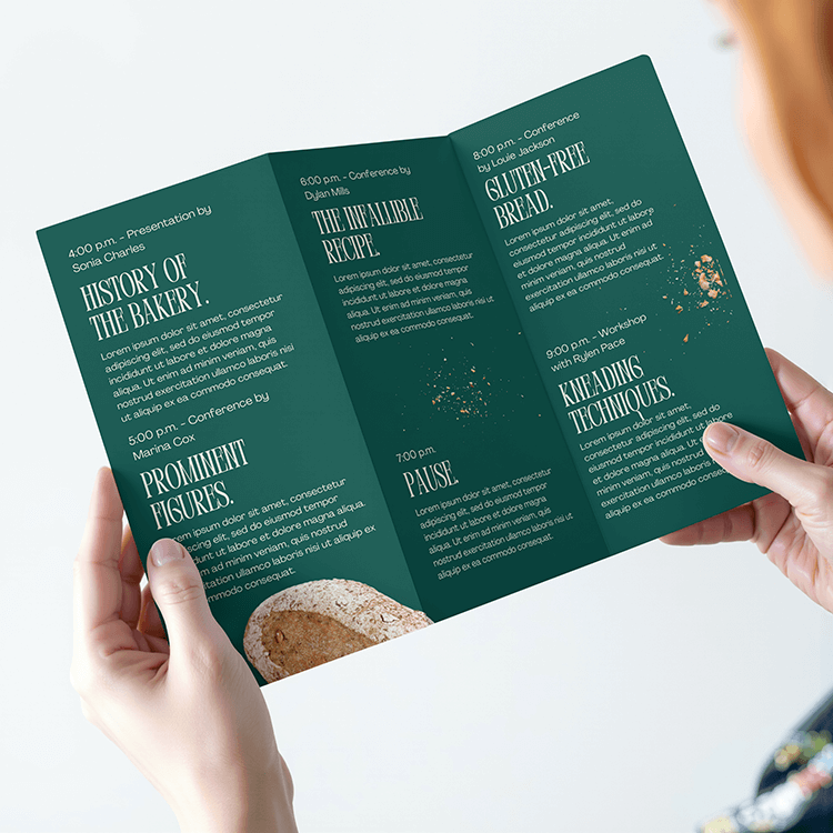 Custom printed brochures on display